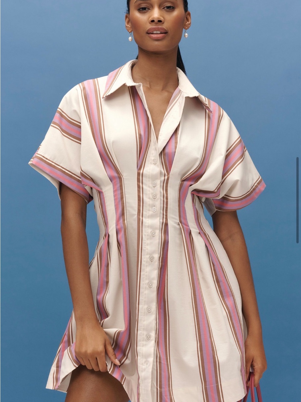 Anthropologie Exquise Tobie-button Front Pleated Minidress Size M